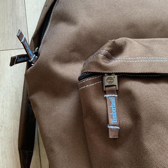 Timberland- vinyl backpack waterproof brown and baby blue NWOT - Picture 2 of 10